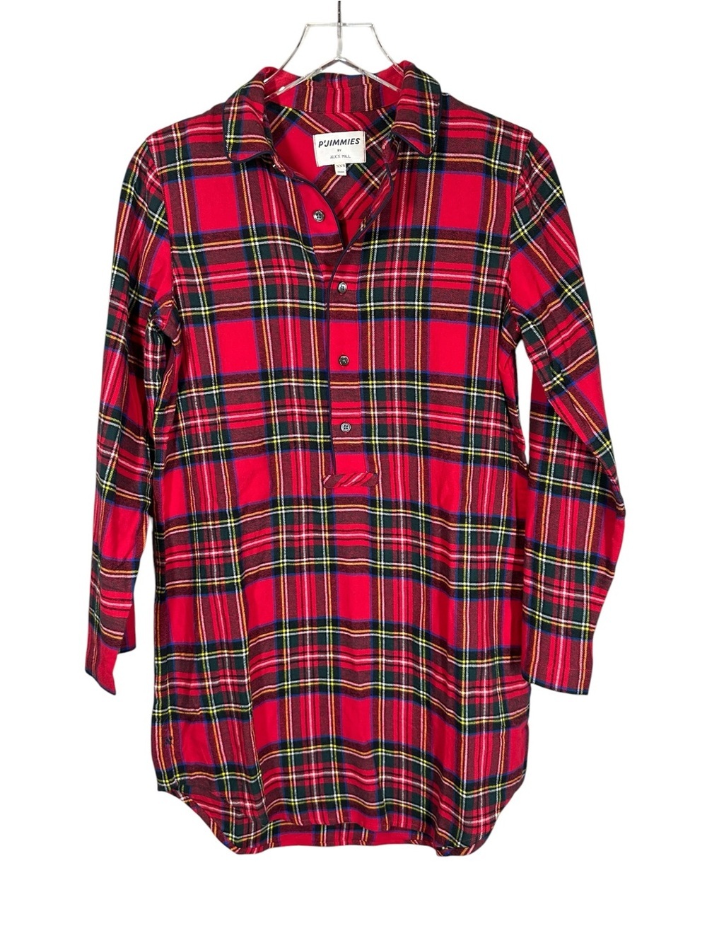 P’JIMMIES by Alex Mill Women’s XXS Red Plaid Sleep Shirt/Dress 100% Cotton